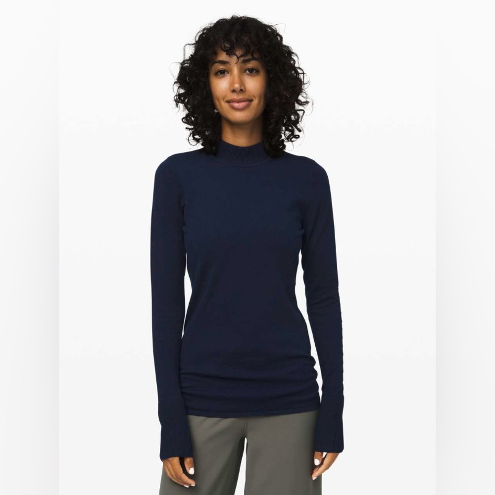 Lululemon Stand Steady Mock Neck Wool 
Sweater True Navy‎